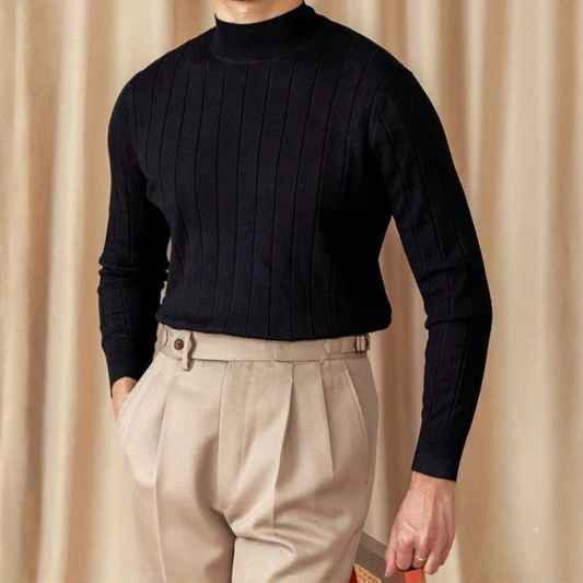 Ribbed Mock-Neck Knit