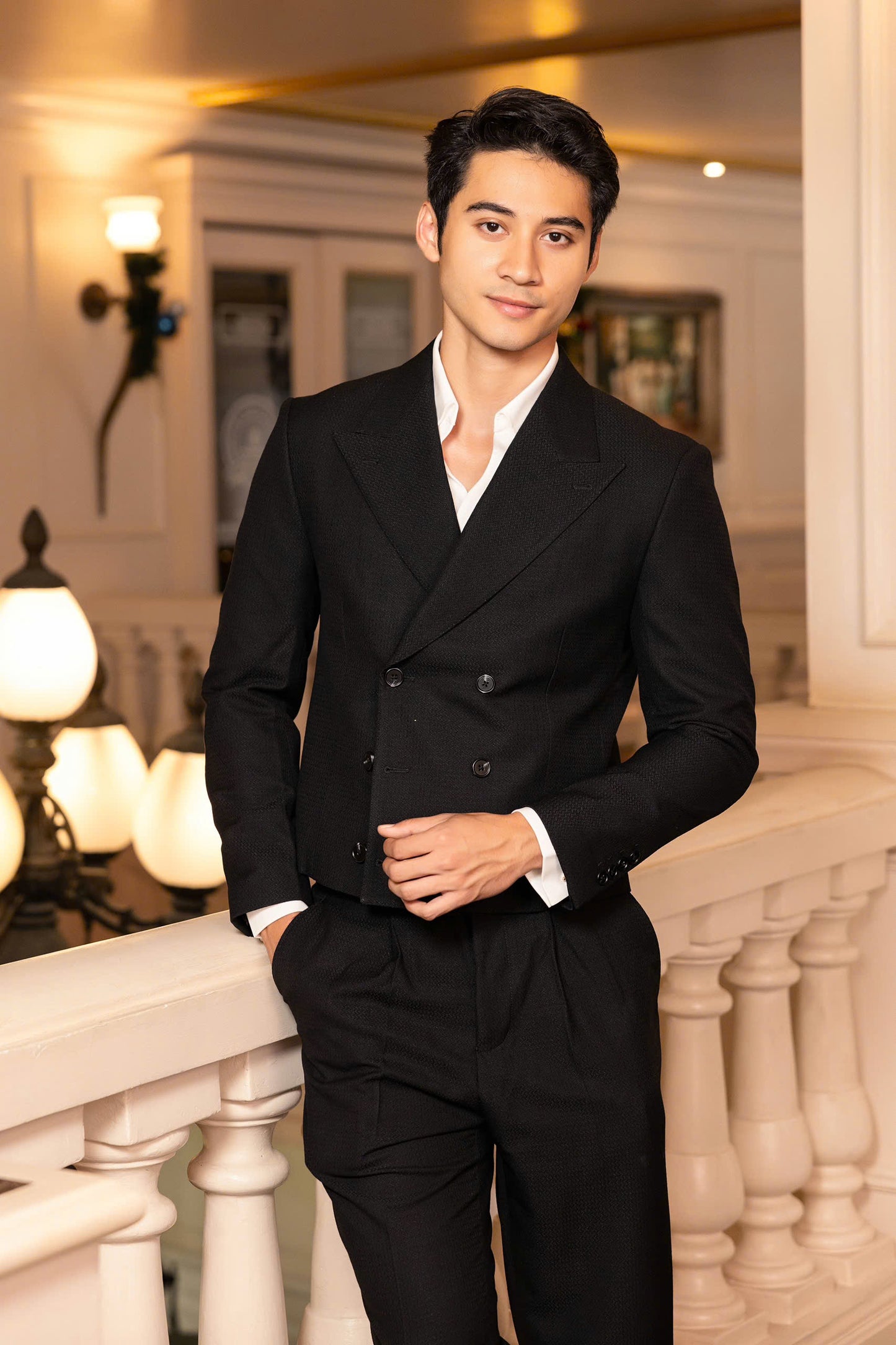 Black Padova Suit - Crop Jacket (Includes: Jacket + Trousers)