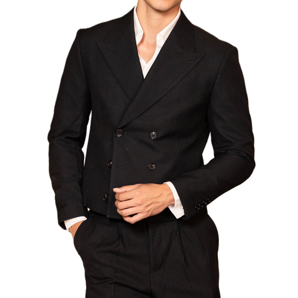 Black Padova Suit - Crop Jacket (Includes: Jacket + Trousers)