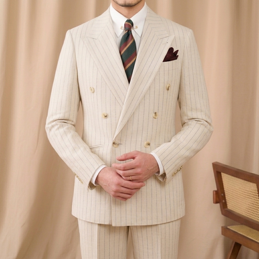Portofino Ivory Pinstripe Suit