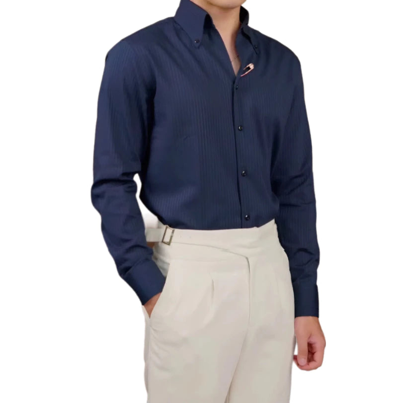 Tiger Pin Striped Button Down Shirt