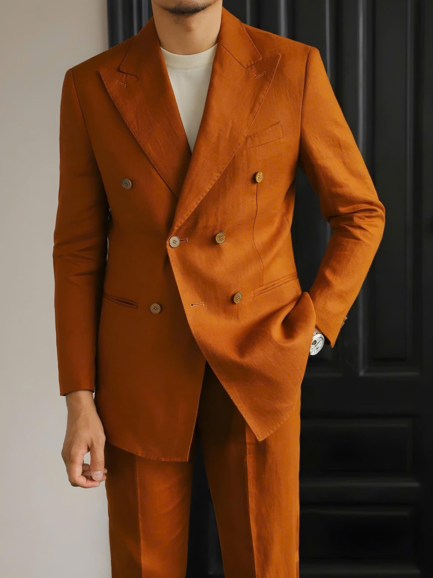 Black Havana Linen Suit (Includes: Jacket + Trousers)
