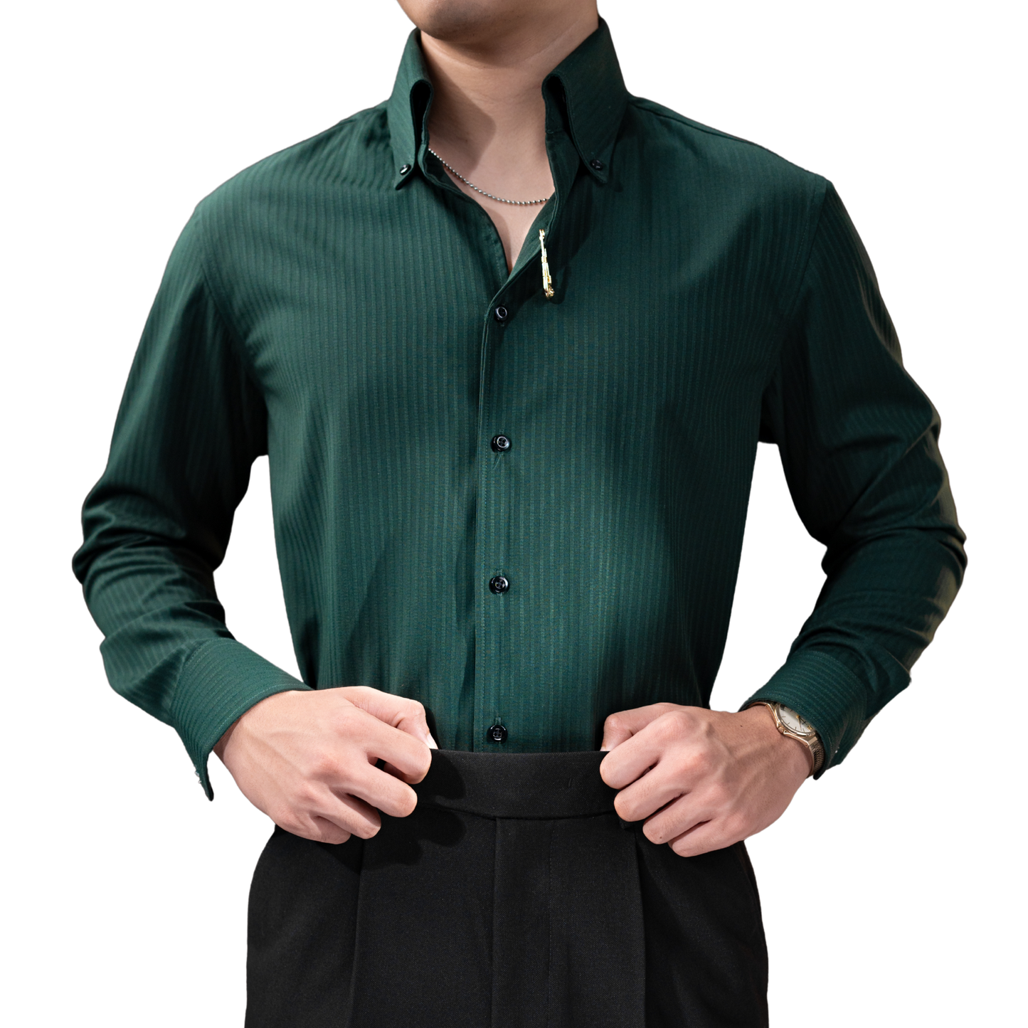 Tiger Pin Striped Button Down Shirt