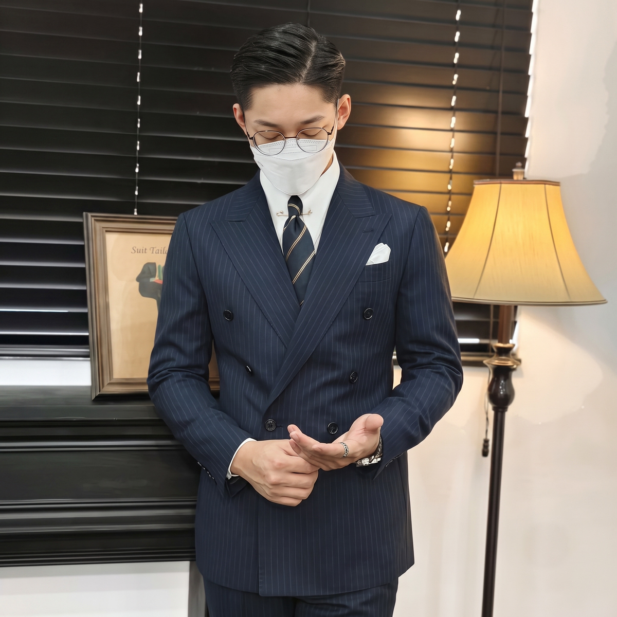 Navy Striped Veroza Suit
