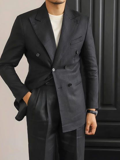 Black Havana Linen Suit (Includes: Jacket + Trousers)