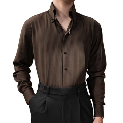 Tiger Pin Striped Button Down Shirt