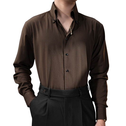 Tiger Pin Striped Button Down Shirt