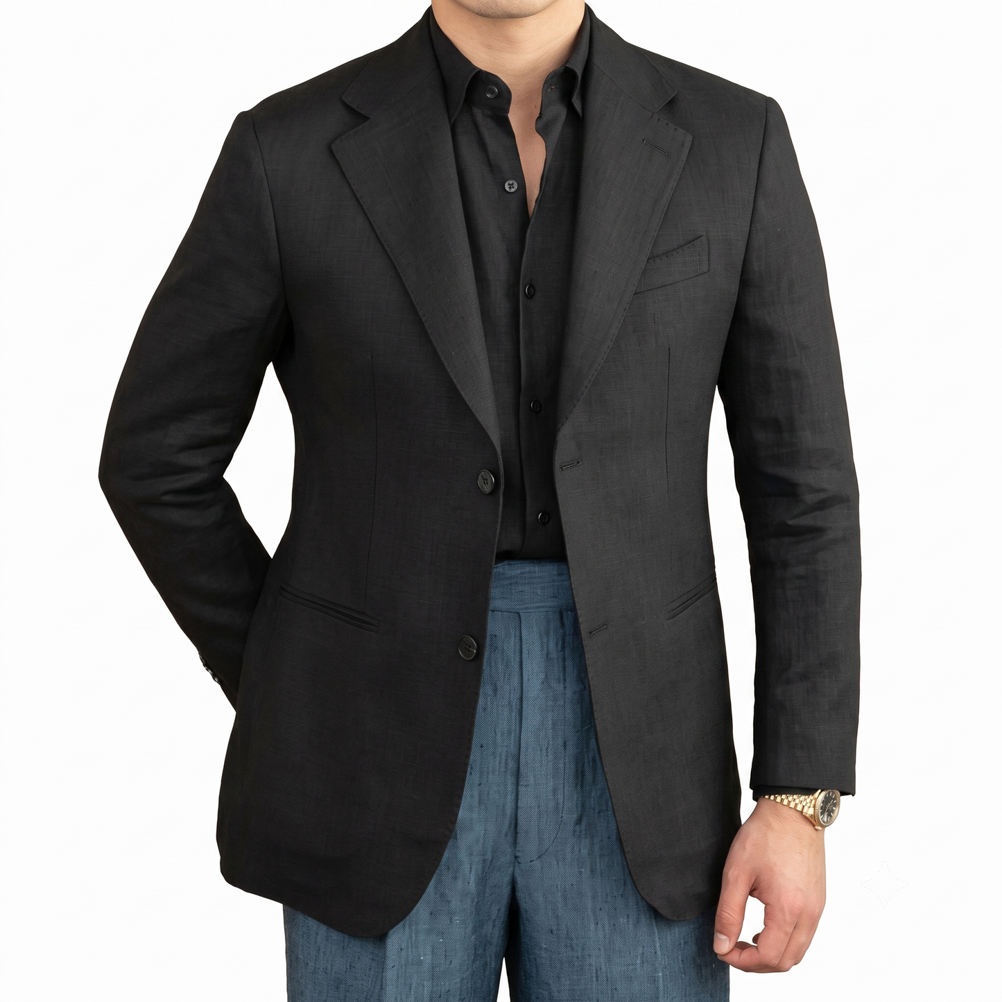 Havana Linen Blazer (Black) – Harold