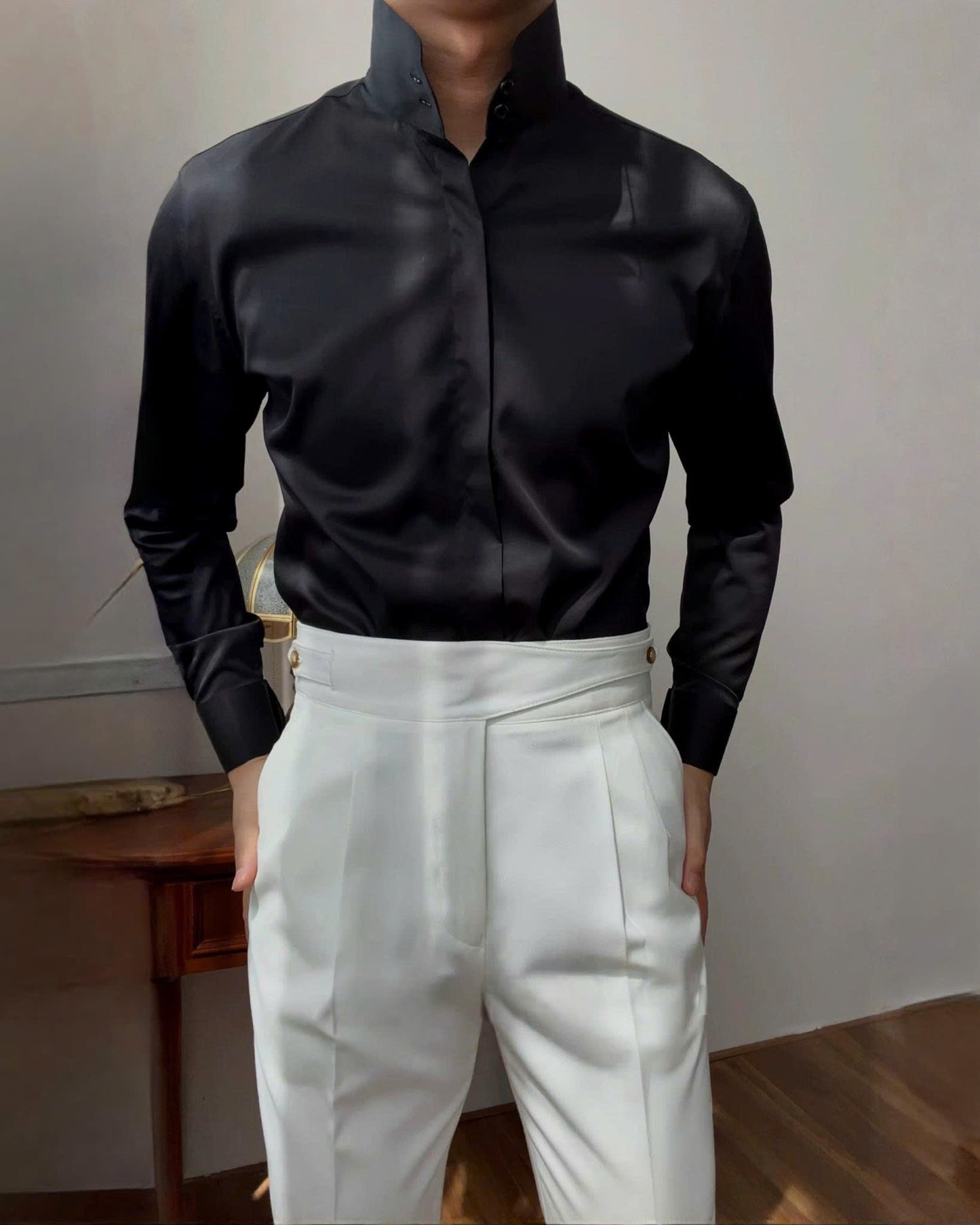 High Stand Mandarin Collar Shirt