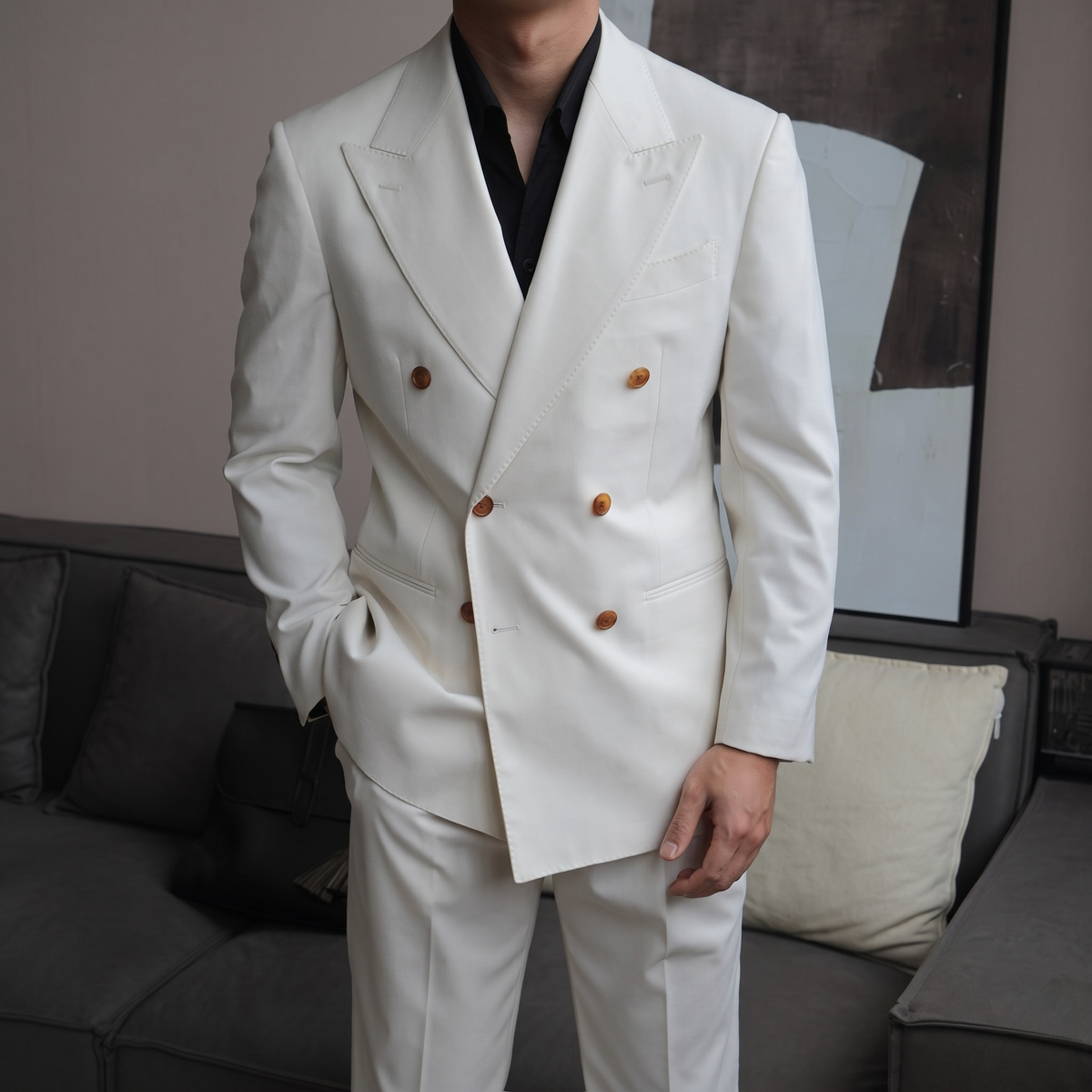 Savona Ivory Double-Breasted Suit