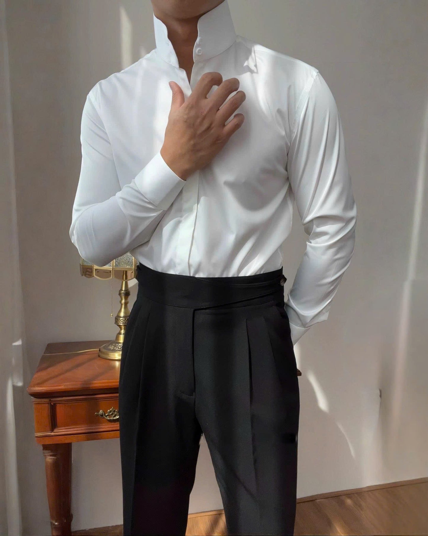 High Stand Mandarin Collar Shirt