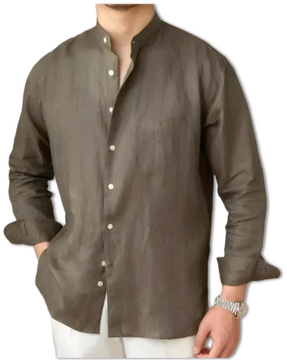 Mandarin Colar Linen Shirt