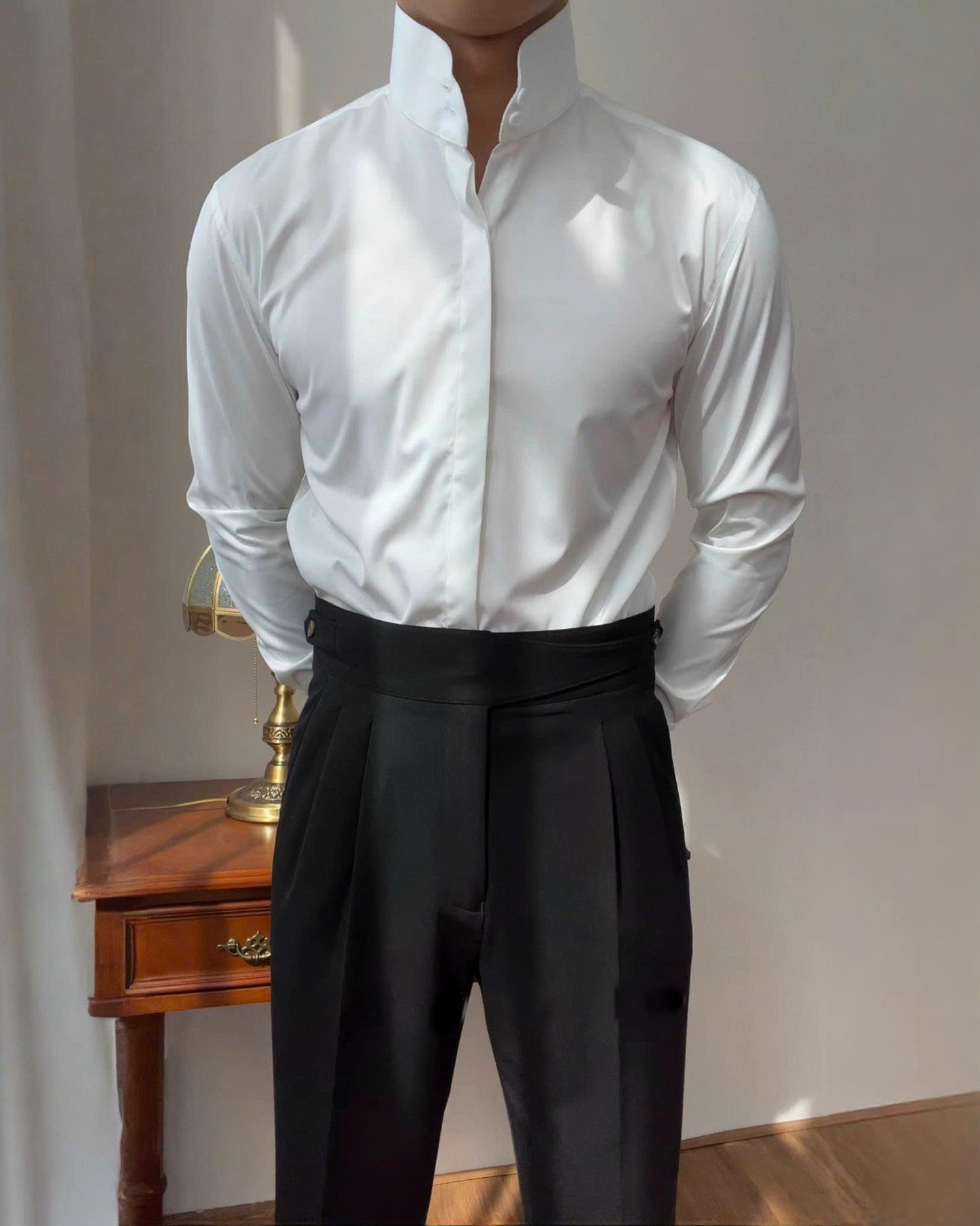 High Stand Mandarin Collar Shirt