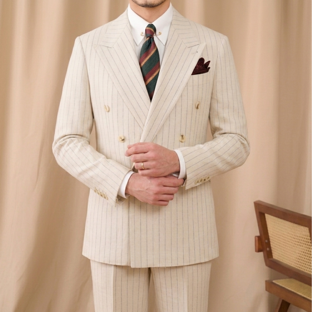 Portofino Ivory Pinstripe Suit