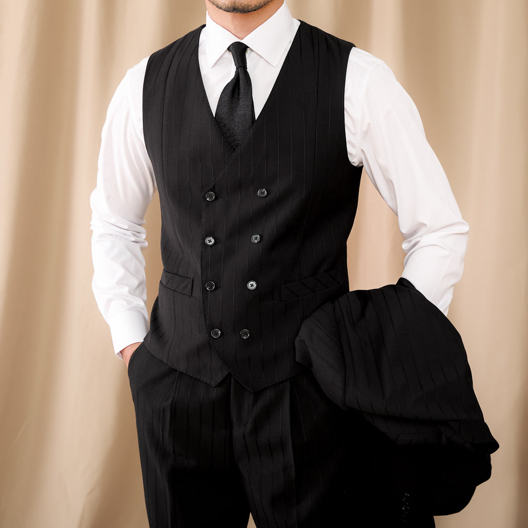 Black Birmingham Suit - Hidden Stripes