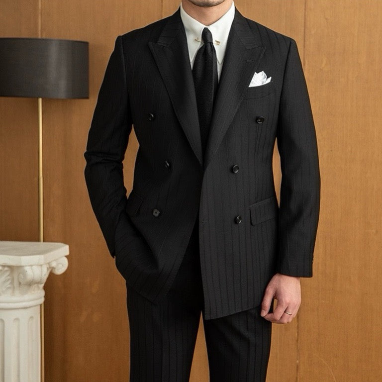 Black Birmingham Suit - Hidden Stripes (Includes: Jacket + Trousers)