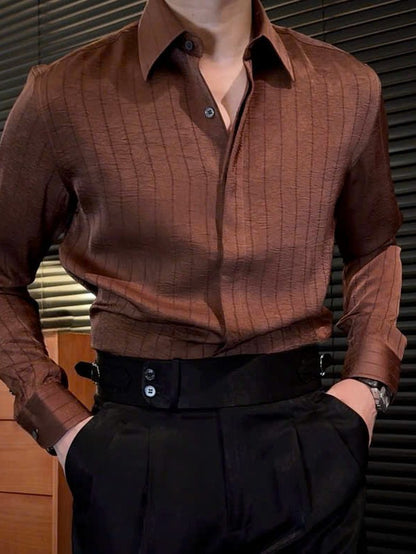 Silk Shadow-Stripe Shirt