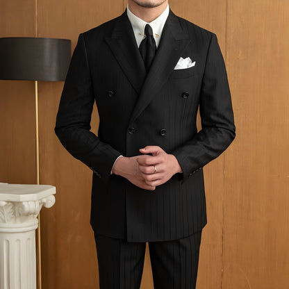 Black Birmingham Suit - Hidden Stripes (Includes: Jacket + Trousers)