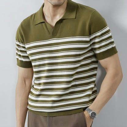 Classic Knit Striped Mesh Polo