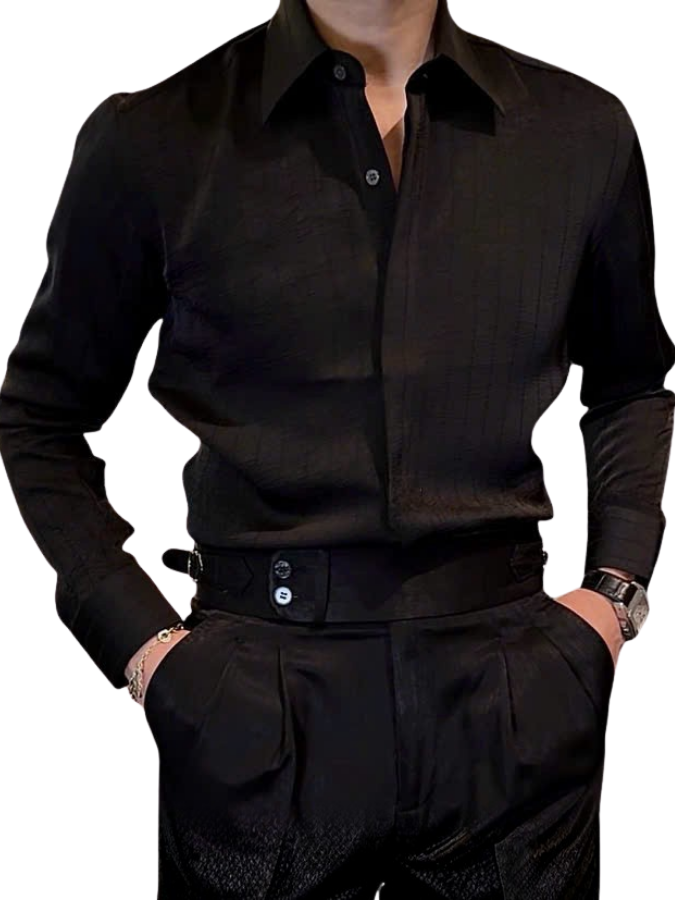 Silk Shadow-Stripe Shirt