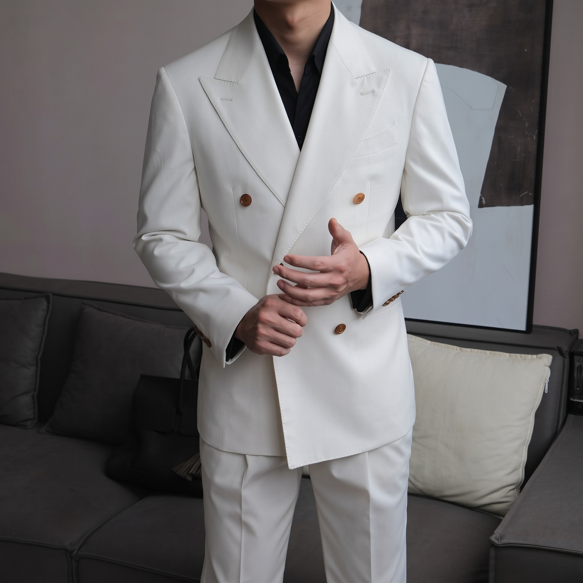 Savona Ivory Double-Breasted Suit