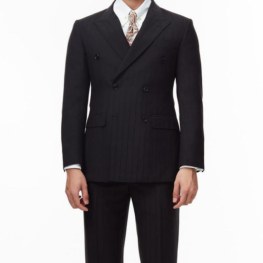 Black Birmingham Suit - Hidden Stripes (Includes: Jacket + Trousers)