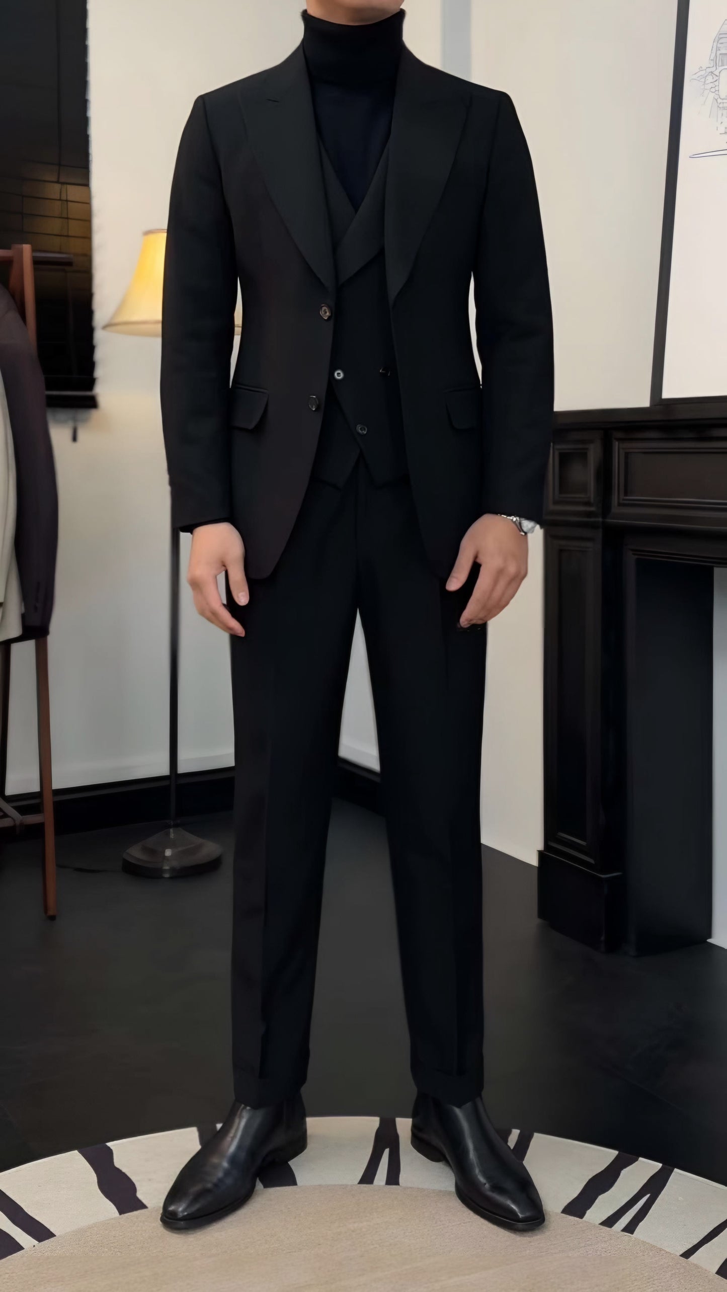 Black Milano Suit   (Includes: Jacket + Waistcoat + Trousers)