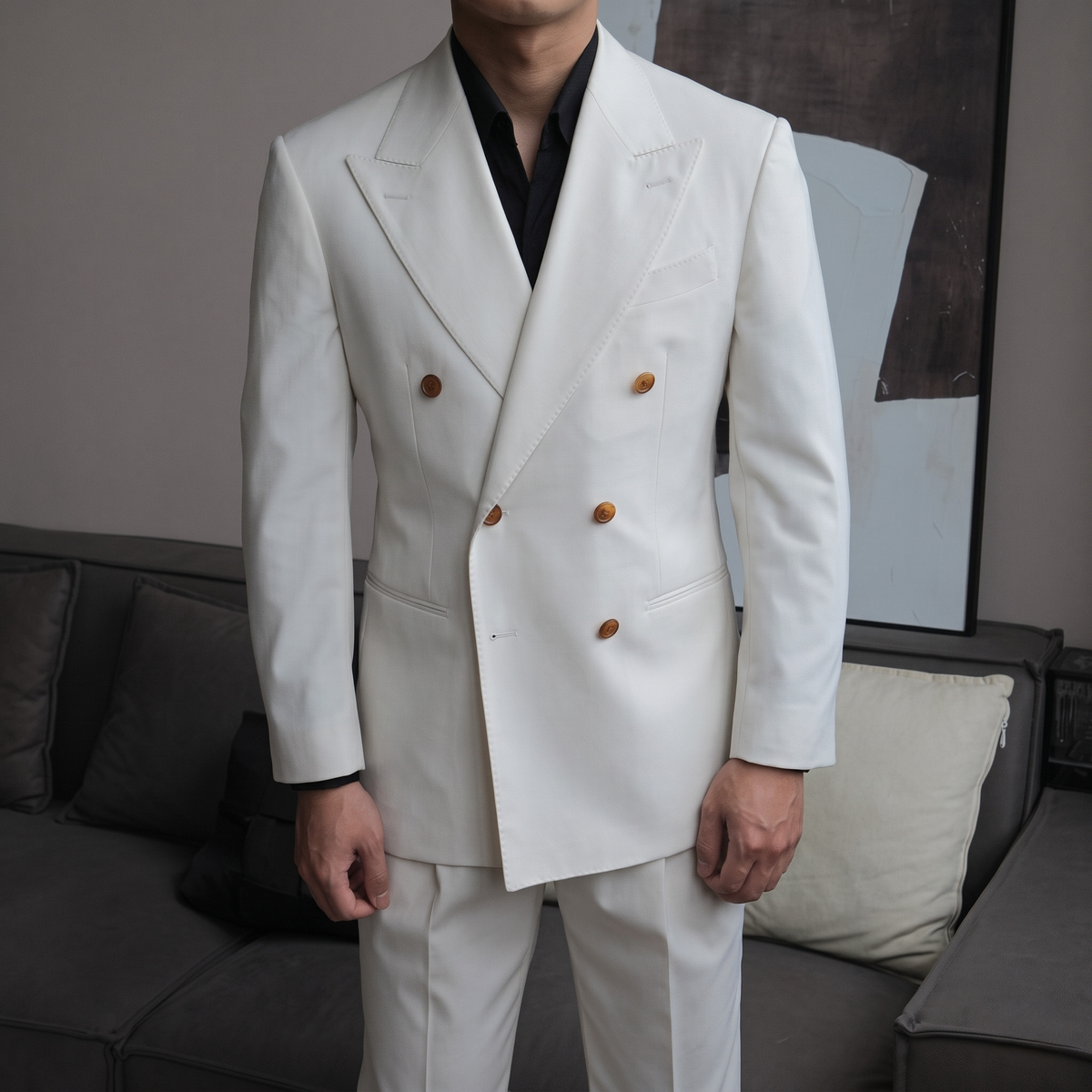 Savona Ivory Double-Breasted Suit