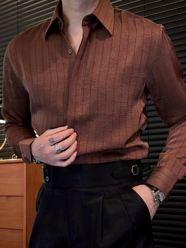 Silk Shadow-Stripe Shirt