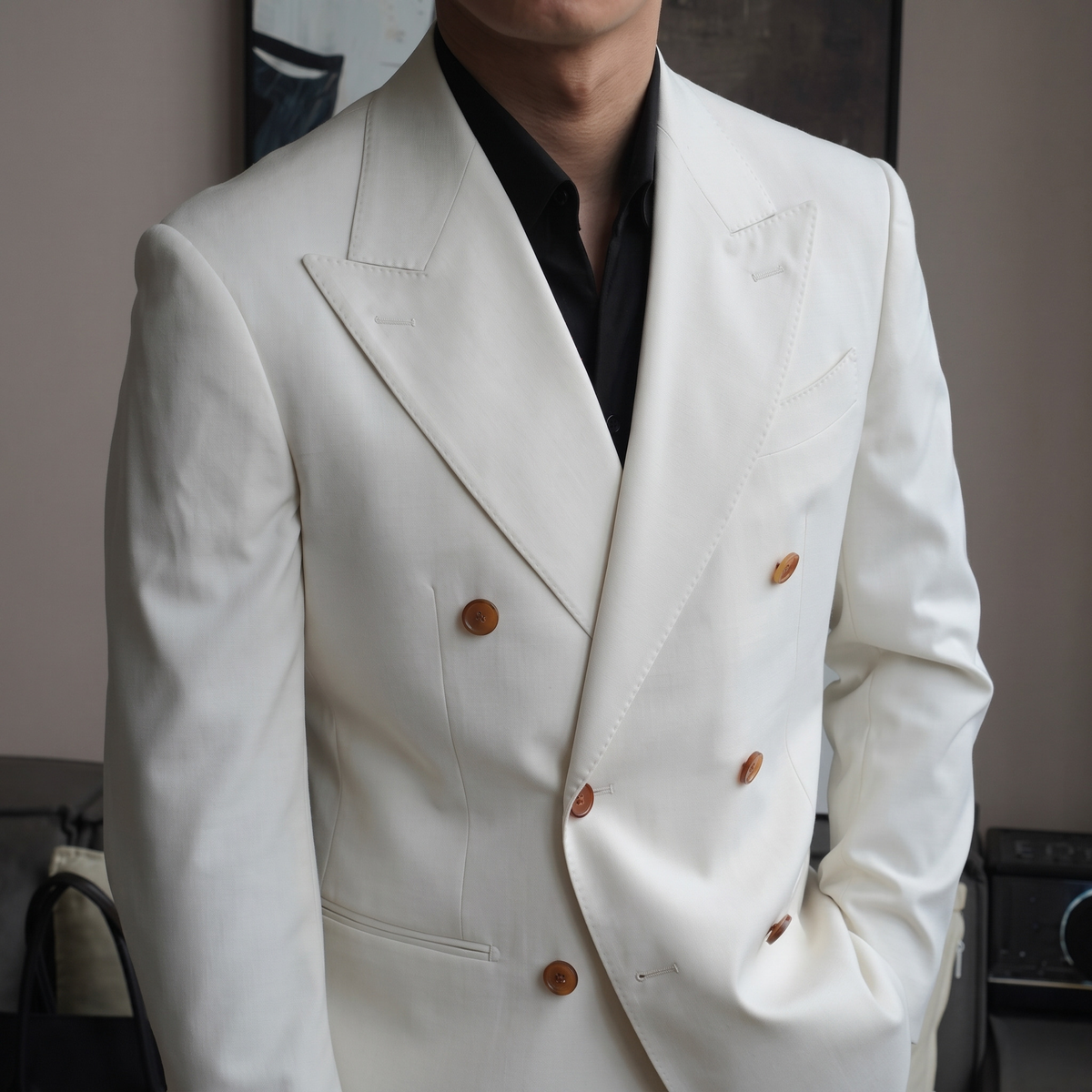 Savona Ivory Double-Breasted Suit