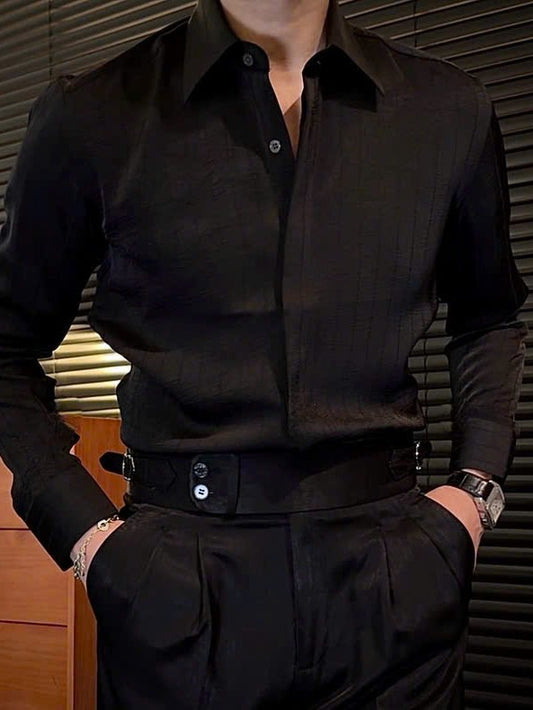 Silk Shadow-Stripe Shirt