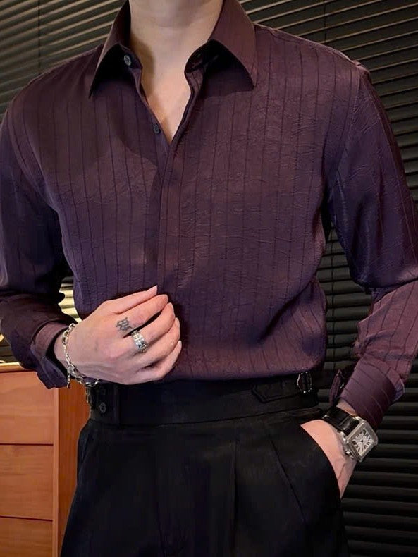 Silk Shadow-Stripe Shirt