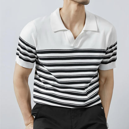 Classic Knit Striped Mesh Polo