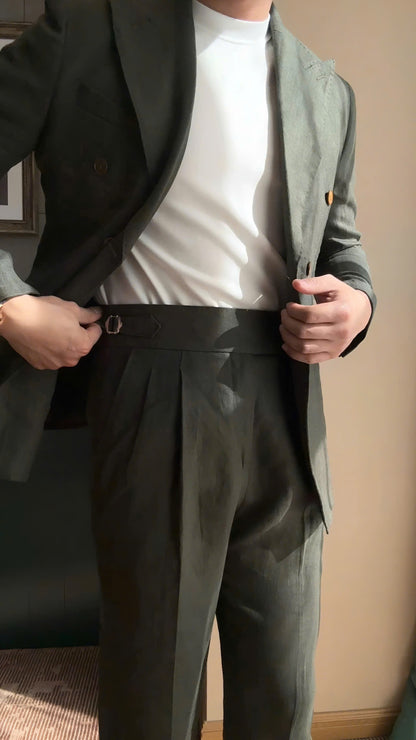 Black Havana Linen Suit (Includes: Jacket + Trousers)