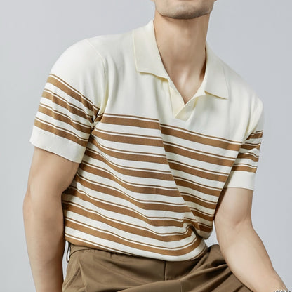 Classic Knit Striped Mesh Polo