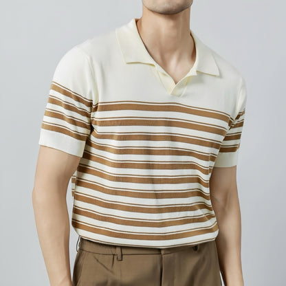 Classic Knit Striped Mesh Polo