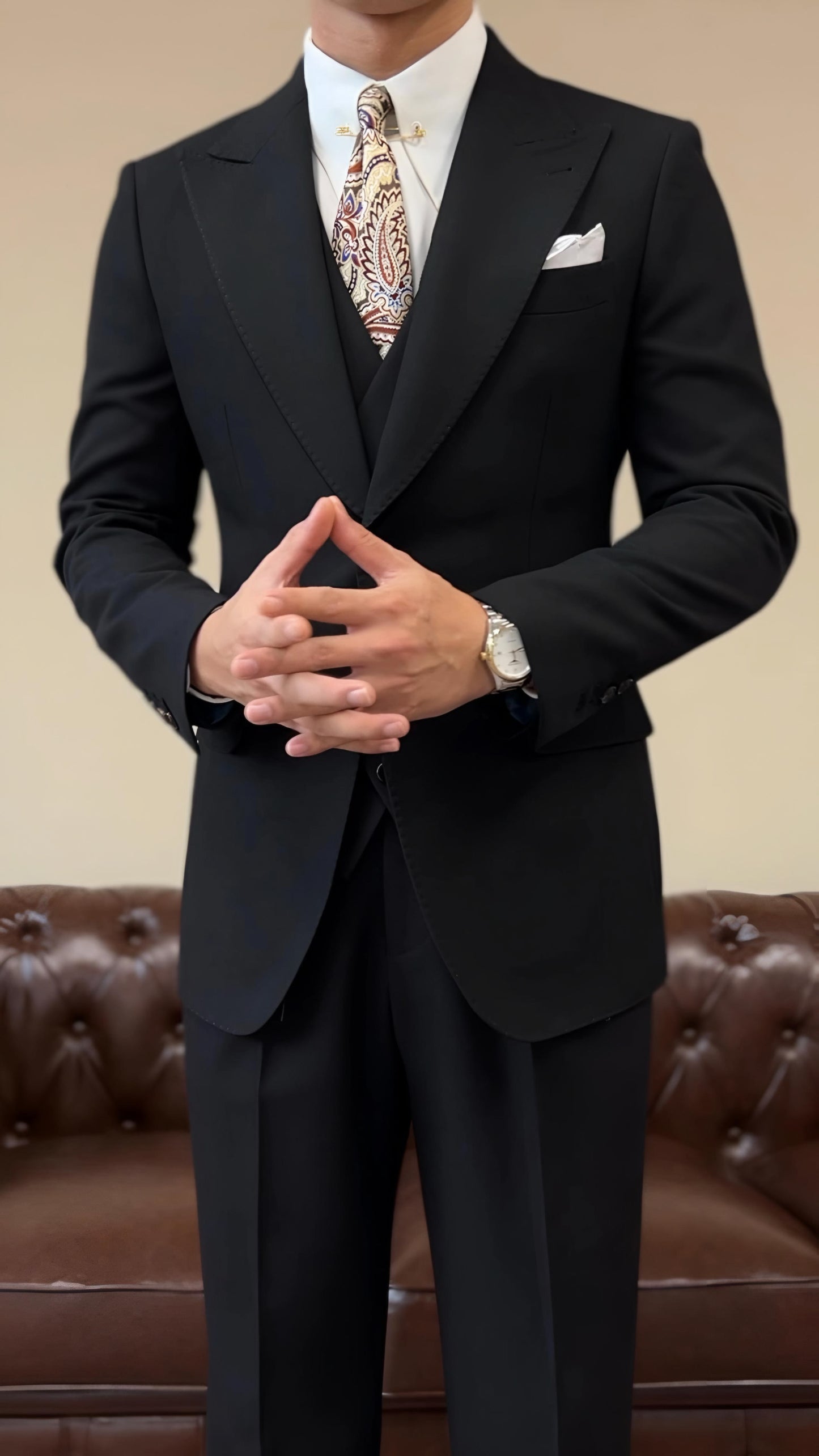 Black Milano Suit   (Includes: Jacket + Waistcoat + Trousers)