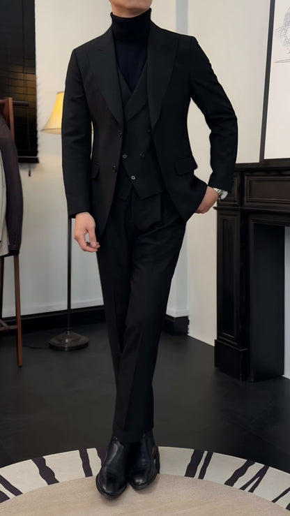 Black Milano Suit   (Includes: Jacket + Waistcoat + Trousers)