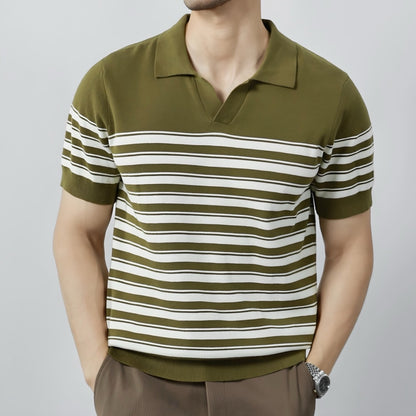 Classic Knit Striped Mesh Polo