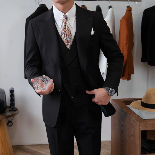 Black Milano Suit   (Includes: Jacket + Waistcoat + Trousers)