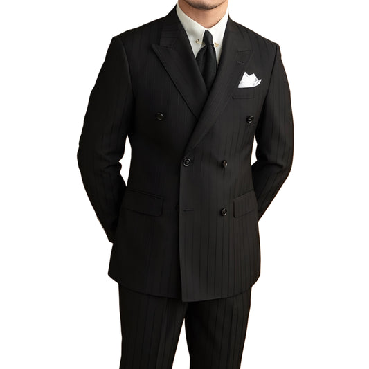 Black Birmingham Suit - Hidden Stripes (Includes: Jacket + Trousers)