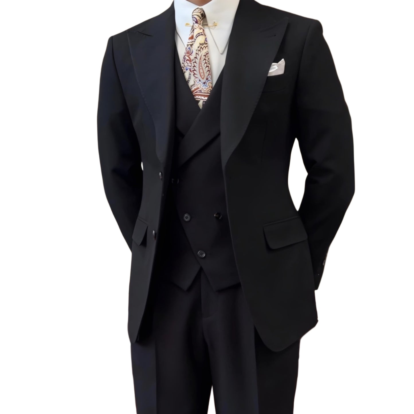 Black Milano Suit   (Includes: Jacket + Waistcoat + Trousers)