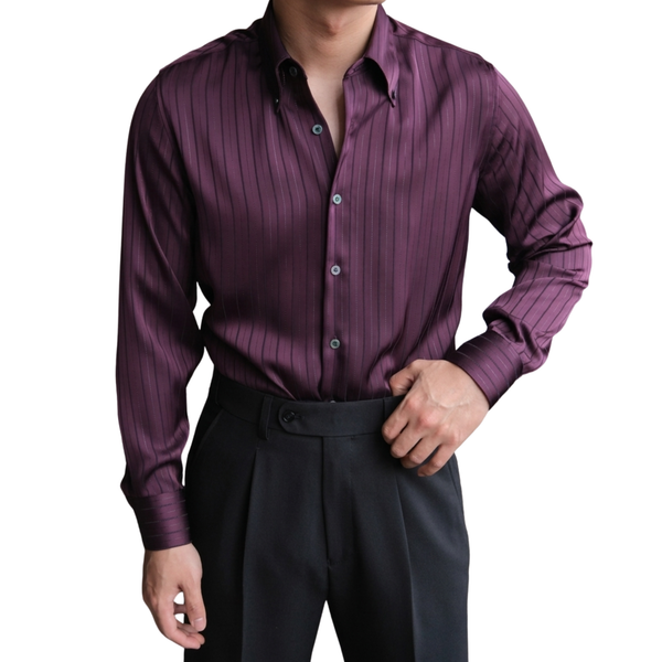 Lugano Metallic Silk Striped Shirt