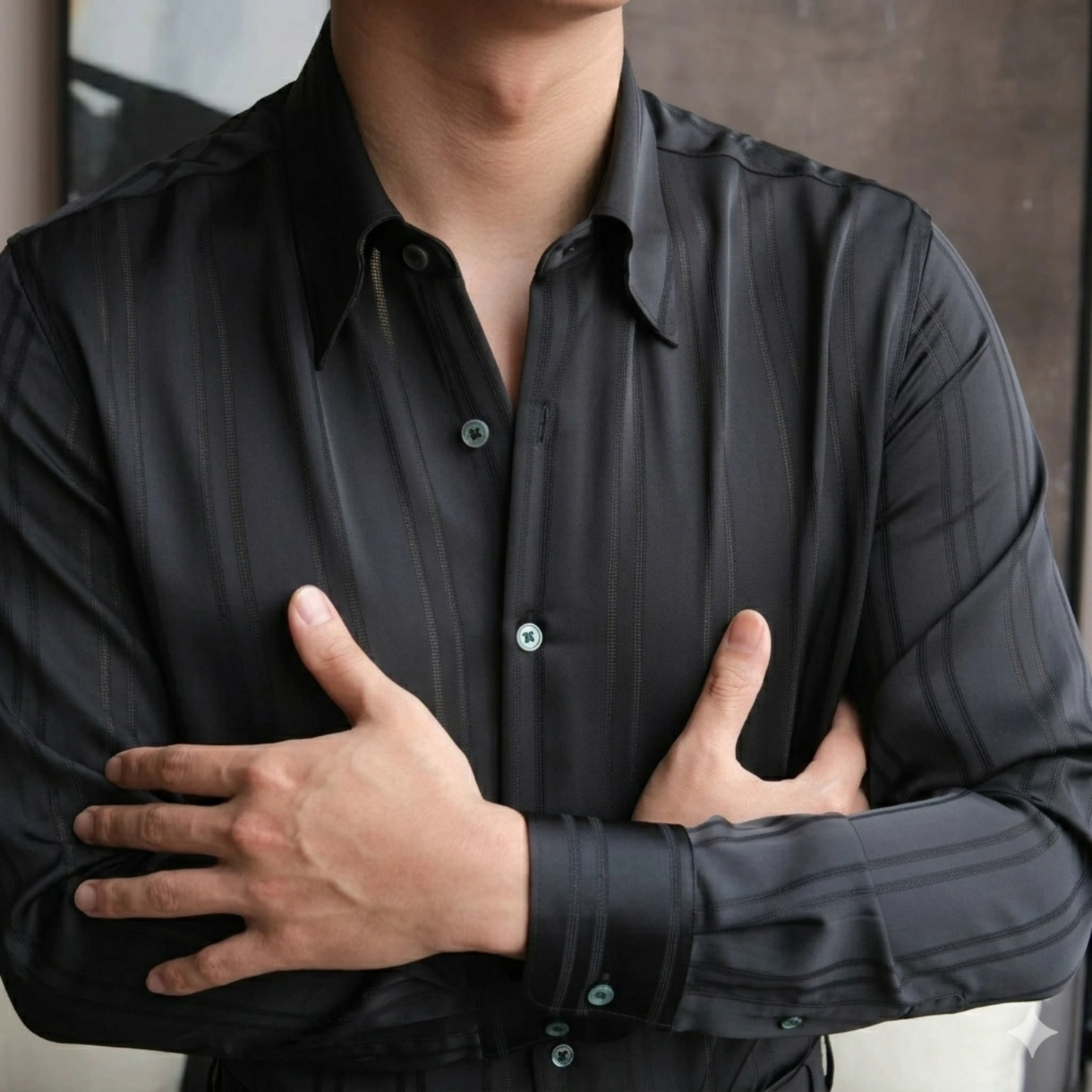 Noctis Silk-Textured Striped Shirt