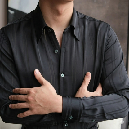 Noctis Silk-Textured Striped Shirt