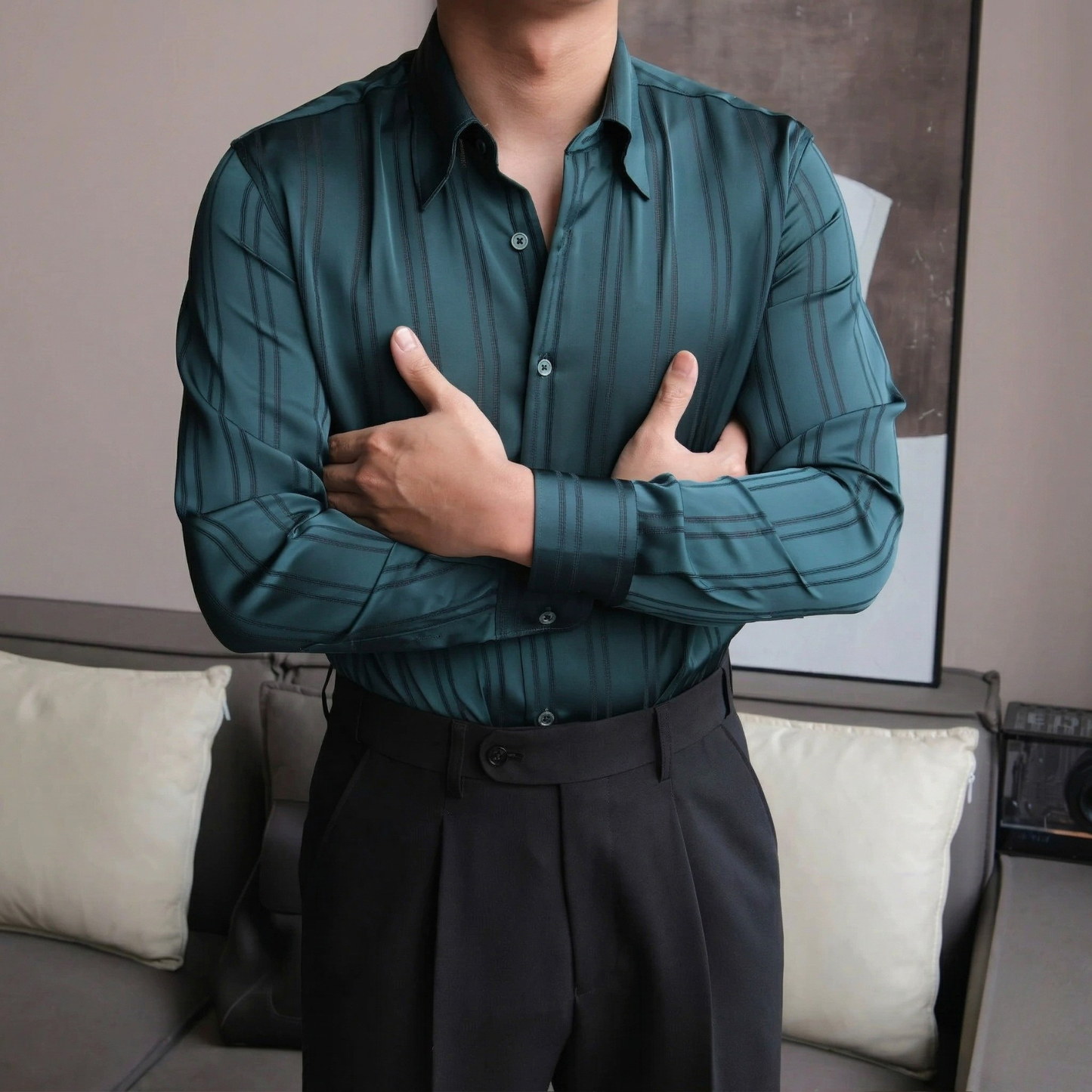 Noctis Silk-Textured Striped Shirt