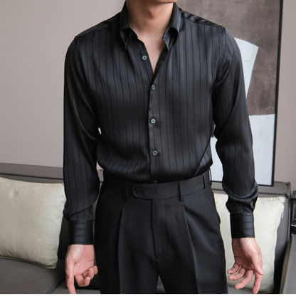 Lugano Metallic Silk Striped Shirt