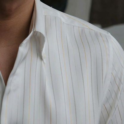 Lugano Metallic Silk Striped Shirt