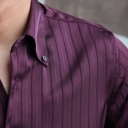 Lugano Metallic Silk Striped Shirt