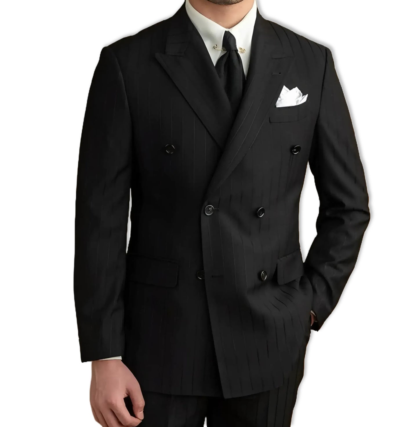 Black Birmingham Suit - Hidden Stripes (Includes: Jacket + Trousers)